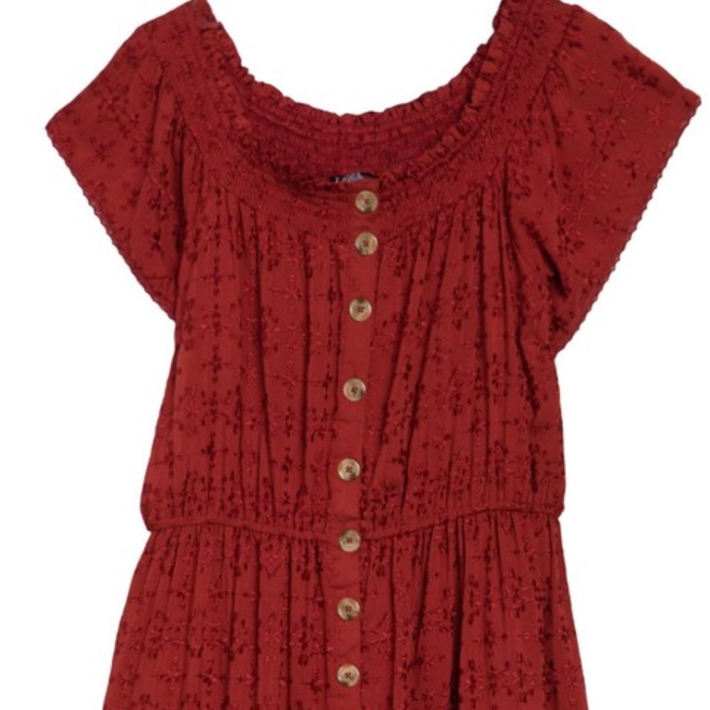 Angie Ember Off the Shoulder Dress Plus Size Embroidered
